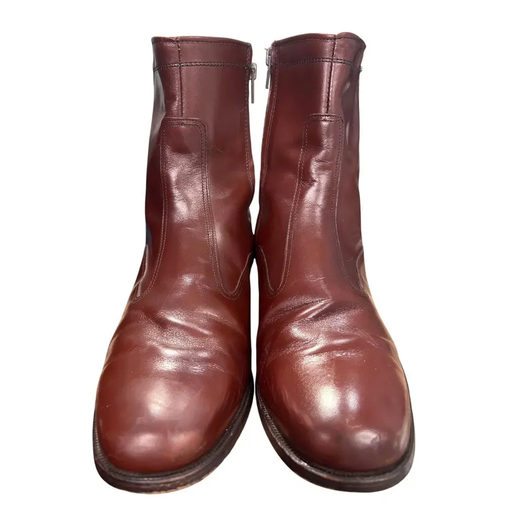 Vintage MASON Velvet-Eez Oxblood Leather Wellington Pull On Boots 7.5 D